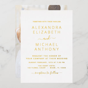 Invitation En Aluminium Photo Mariage Élégant Romantique