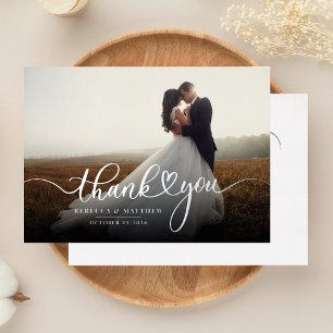 Invitation En Aluminium Photo Merci Argent de jour de mariage