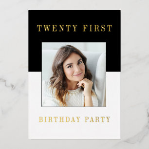 Invitation En Aluminium Photo minimaliste moderne 21e anniversaire