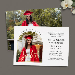 Invitation En Aluminium Photo Modern Arch Graduate Script Graduate Party