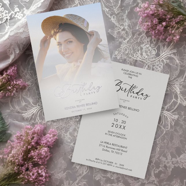 Invitation En Aluminium Photo Modern Transparency Overlay Vellum Effect (Photo Modern Transparency Overlay Vellum Effect Silver Metallic Foil Birthday Card Invitation.)