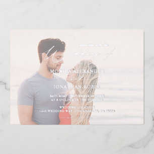 Invitation En Aluminium Photo Moderne Horizontale 4 Mariage Complet
