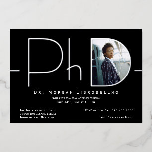 Invitation En Aluminium Photo moderne Silver Diplôme de doctorat