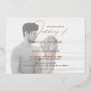 Invitation En Aluminium Photo Noir & Blanc Moderne Horizontal 4 Mariage Co