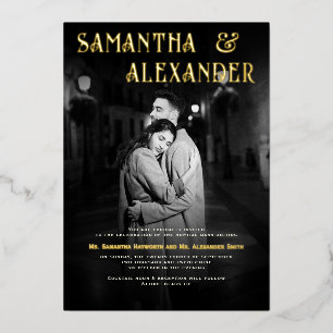 Invitation En Aluminium Photo Nuptial Catholique Mariage Noir & Blanc