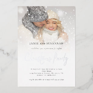 Invitation En Aluminium Photo Overlay Christmas Party Luxe Real