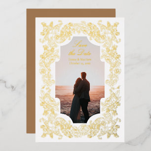 Invitation En Aluminium Photo Rococo Enregistrer la date