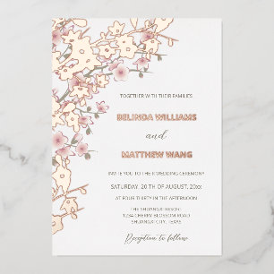 Invitation En Aluminium PHOTO Rose Rose Rose Mariage de fleurs cerise