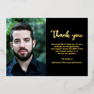 Invitation En Aluminium Photo Sympathy Bereaveral Funeral Black Gold