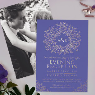 Invitation En Aluminium Photographie de mariage en or rose bleu