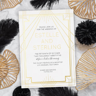 Invitation En Aluminium Photos de mariage à forme géométrique en feuille r