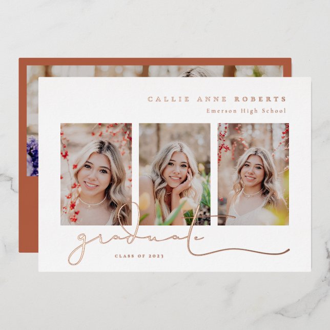 Invitation En Aluminium Photos Scriptées Diplôme Photo (Recto/Verso)