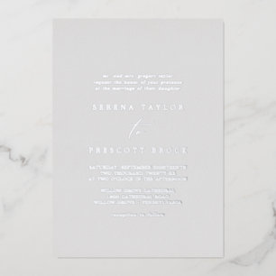 Invitation En Aluminium Pile argenté délicate   Mariage traditionnel gris