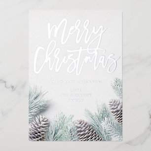 Invitation En Aluminium Pin à neige et feuille Joyeux Noël