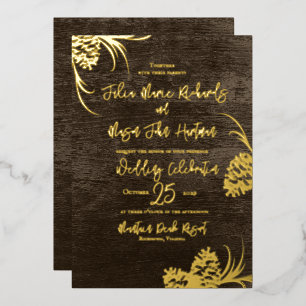 Invitation En Aluminium Pinecones et Barne Wood