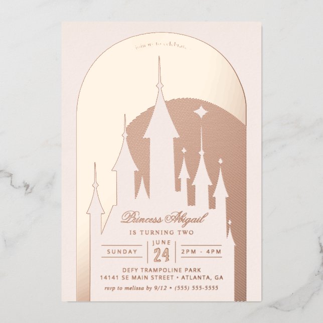 Invitation En Aluminium Pink Arch Disney Princess Castle | Filles Annivers (Recto)