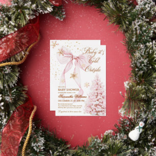 Invitation En Aluminium Pink Bow Froid Dehors Baby Girl Douche