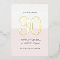 Pink et blanc moderne 30e anniversaire Gold Foil