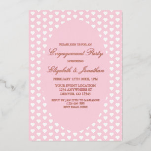 Invitation En Aluminium Pink Hearts Engagement Party
