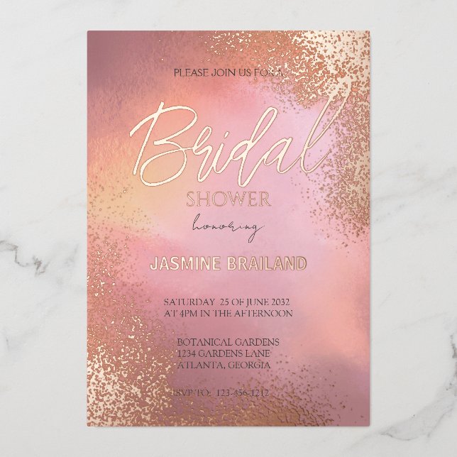 Invitation En Aluminium Pink Hombre Fête des mariées de lavage cosmique (Recto)