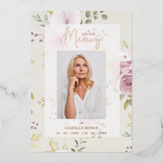 Invitation En Aluminium Pink Shades Botanical Floral Traditional Photo  (Recto)