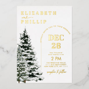 Invitation En Aluminium Pins de Neige Noël Vacances d'hiver Mariage