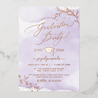 Invitation En Aluminium PixDezines Délicat feuillage rose gold pour la rem