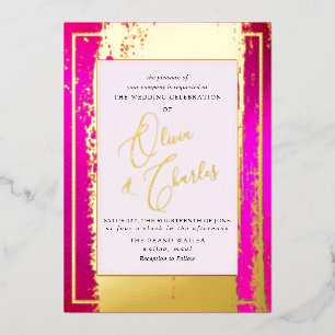 Invitation En Aluminium PixDezines Double Bonheur Hot rose n Real