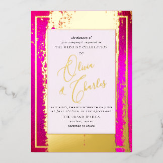 Invitation En Aluminium PixDezines Double Bonheur Hot rose n Real