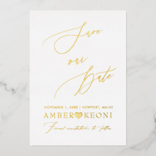 Invitation En Aluminium PixDezines Économisez notre Date Luxe Calligraphie