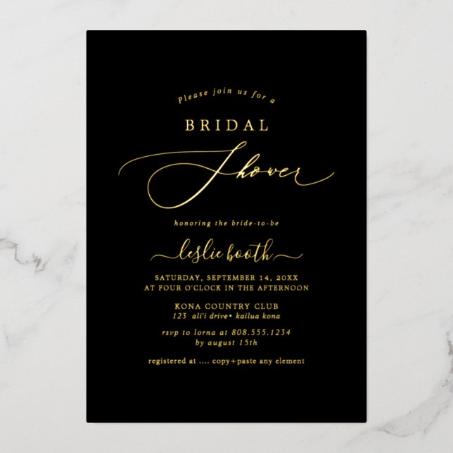 Invitation En Aluminium PixDezines Elegant Luxe Calligraphy Fête des marié (Recto)