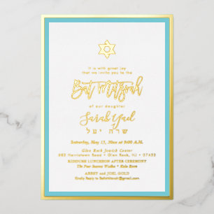 Invitation En Aluminium PixDezines Fond de Bar Mitzvah DIY en Or
