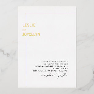 Invitation En Aluminium PixDezines Luxe Calligraphie Minimaliste