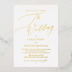 Invitation En Aluminium PixDezines Luxe Calligraphie Minimaliste Véritable