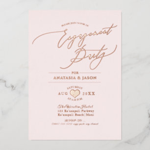 Invitation En Aluminium PixDezines Rose Gold Luxe Fiançailles de calligrap