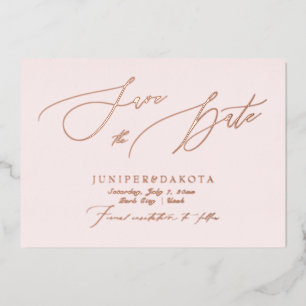 Invitation En Aluminium PixDezines Rose Gold Luxe Script Enregistrer la da