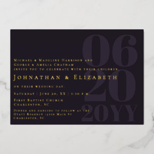 Invitation En Aluminium Plum violet minimaliste Gras Type Mariage photo