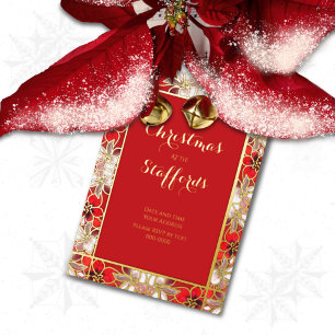 Invitation En Aluminium Poinsettia de Noël rouge dans l'Invitation à la na