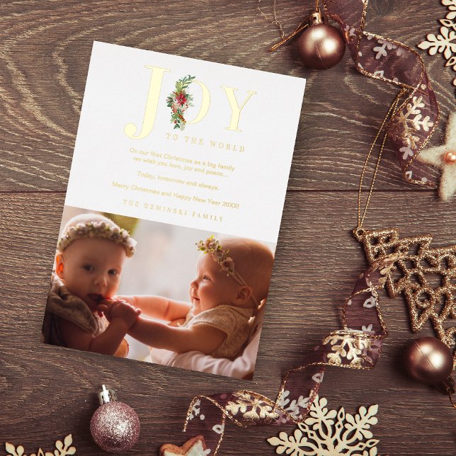 Invitation En Aluminium Poinsettias Classic Garland Joy Au Monde Photo (Créateur téléchargé)