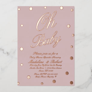 Invitation En Aluminium Points Baby showers modernes rose
