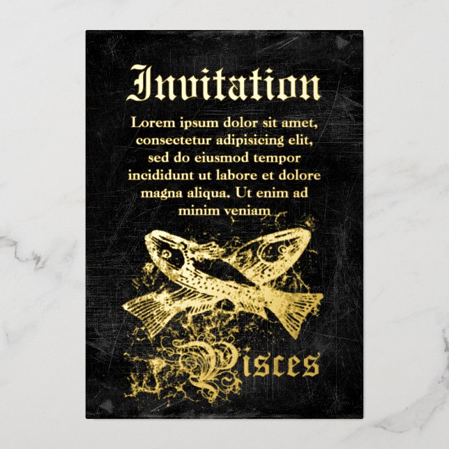 Invitation En Aluminium Poissons Zodiac vintages (Recto)