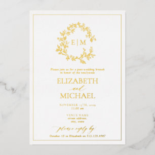 Invitation En Aluminium Poitrine feutrée Monogramme Mariage Brunch