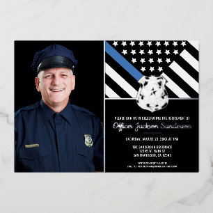 Invitation En Aluminium Police Mince Ligne Bleue Drapeau Photo Parti de re