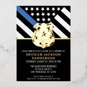 Invitation En Aluminium Police Retraite Ligne bleue Drapeau Application de