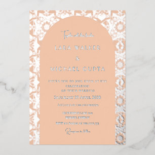 Invitation En Aluminium Pop d'Apricot Géométrique Italienne (Retro-Dotted)