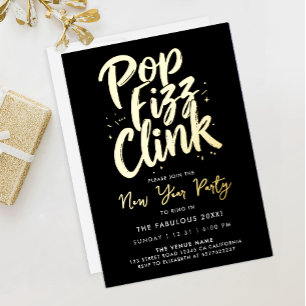 Invitation En Aluminium Pop Fizz Clink Élégant Script pour la Saint-Sylves