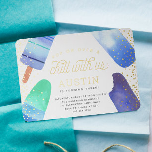 Invitation En Aluminium Pop On Over & Chill   Fête d'anniversaire des enfa