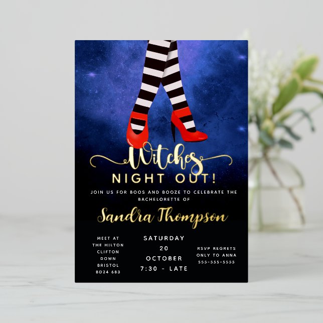 Invitation En Aluminium Poster d'Halloween pour filles - sorcière Éffrayan (Debout devant)