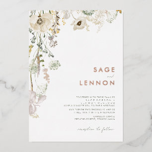 Invitation En Aluminium Prairie de fleurs sauvages fantaisiste   Feuille d