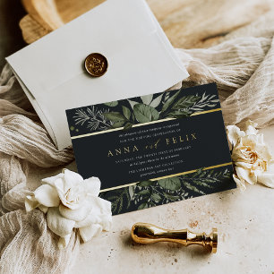 Invitation En Aluminium Prairie d'Hiver Mariage Botanique Vert